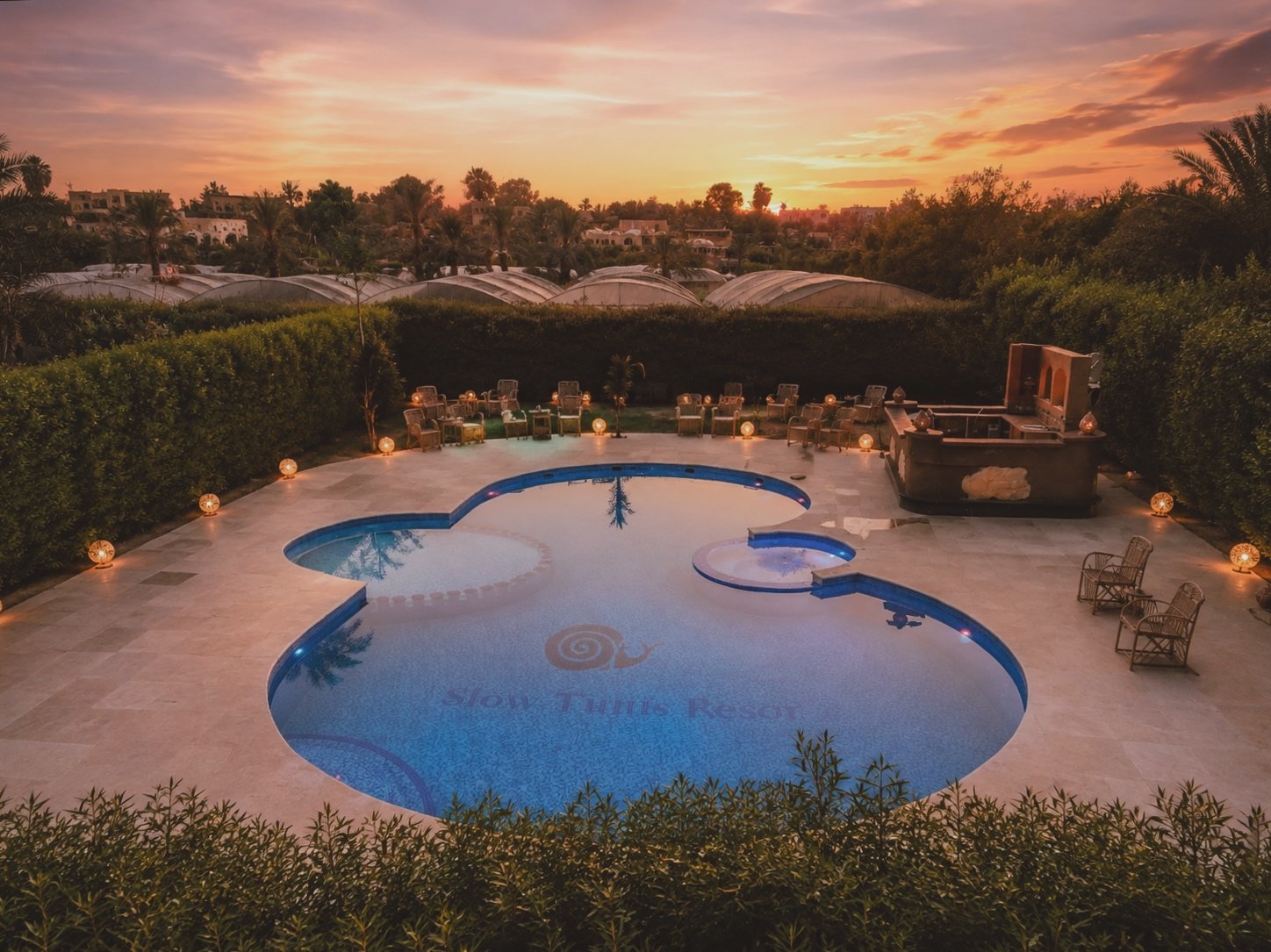 Slow Tunis pool at sunset